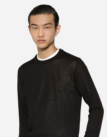 Sveter Dolce & Gabbana Cashmere Round-neck Sweater With Embroidery Čierna | GXX02ZJAWXRN0000, 3