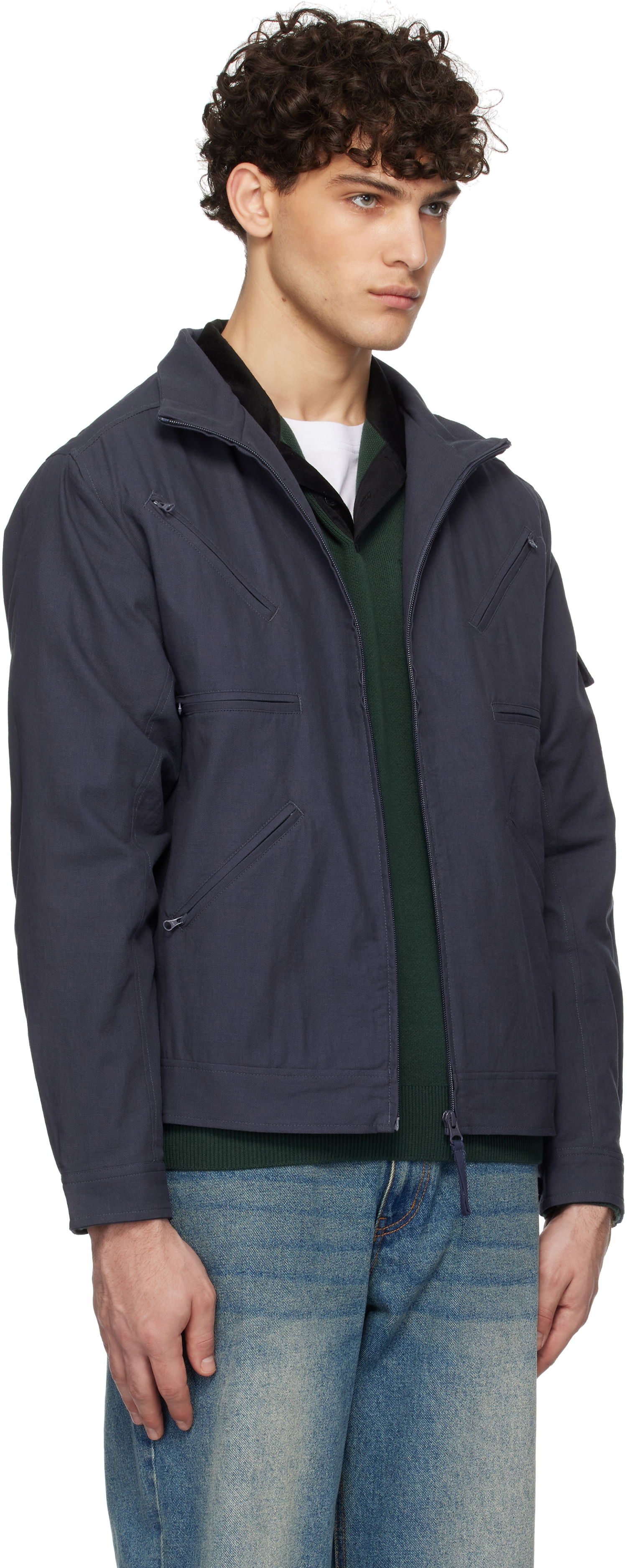 Bomber bunda Dime Navy Blue Zip-Up Jacket Navy | DIMEHO243NVY, 1