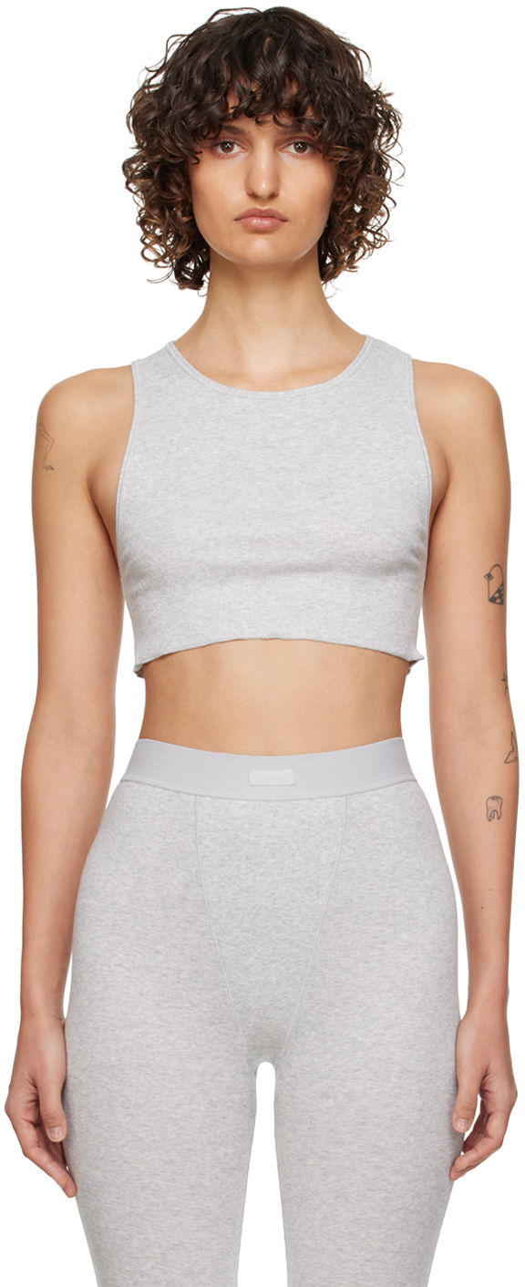 Tielko SKIMS SKIMS Cotton Rib Super Crop Tank Top Šedá | AP-CRP-1399, 0