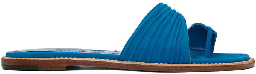 Starostlivosť o obuv Manolo Blahnik Manolo Blahnik Tibo Suede Toe-Ring Sandals Modrá | 423-1670, 0