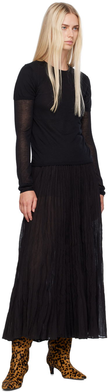 Sukňa TOTEME TOTEME Women's Crinkled Plissé Maxi Skirt Čierna | 243-WRB0197-FB0200, 3