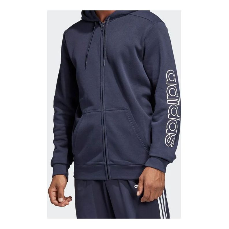 Mikina adidas Originals Essentials Fleece Linear Logo Full-Zip Hoodie Navy | DQ3117, 0