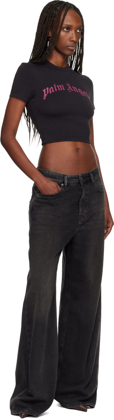 Crop Top Palm Angels Curved Logo Baby T-shirt Čierna | PWAA077F25JER0021032, 3