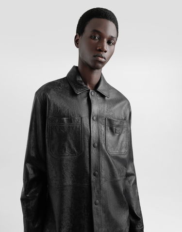 Košeľa Dolce & Gabbana Dolce & Gabbana Leather Shirt With Logo Čierna | G5LD2LGJ029N0000, 3