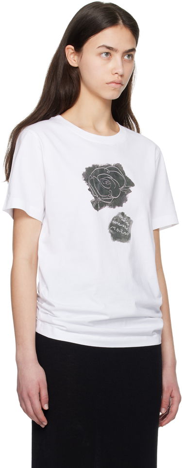 Tričko Marni Marni Brushed Rose Cotton Jersey T-Shirt Biela | THJE0293PA USCX64, 1