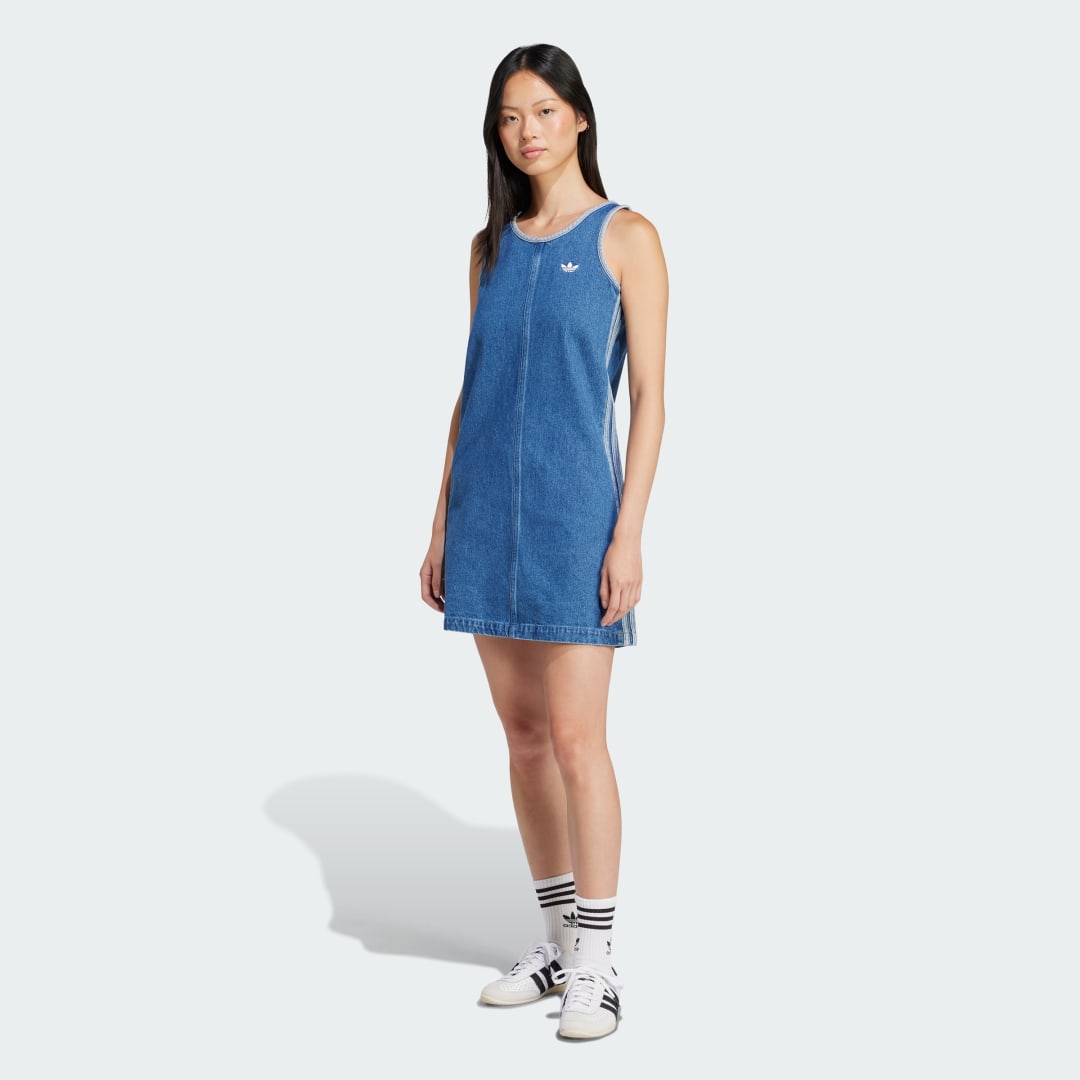 Šaty adidas Performance Adicolor Denim 3-Stripes Tank Dress Modrá | JD2580, 0