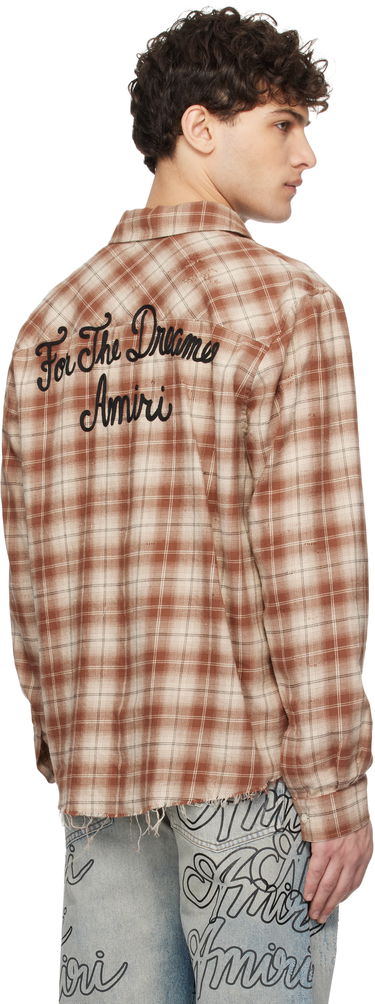 Košeľa AMIRI Amiri Shotgun Distressed Flannel Shirt Hnedá | AMSTFL1009, 2