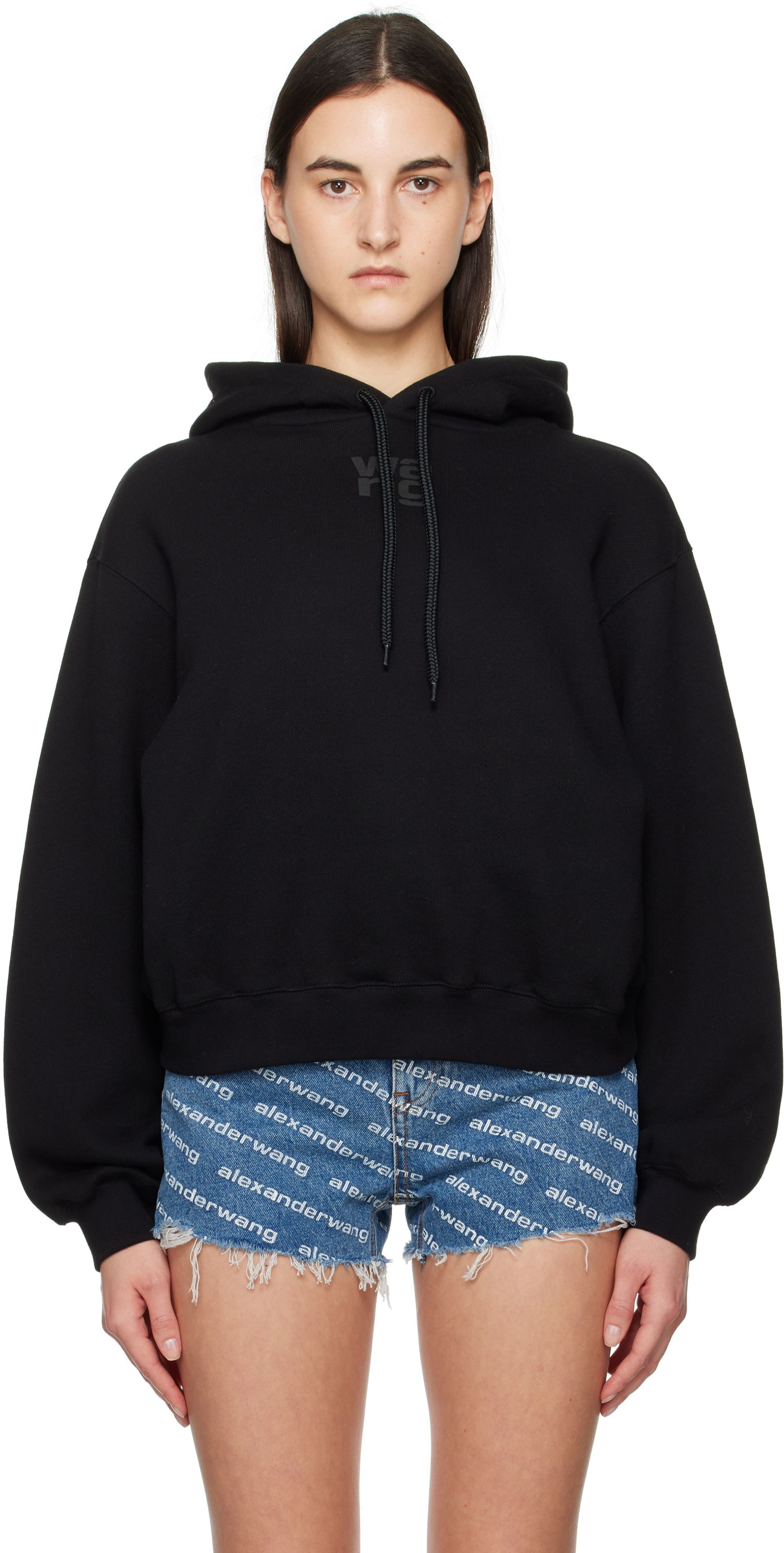 Mikina Alexander Wang Puff Logo Cropped Hoodie Čierna | 4CC3242101, 0