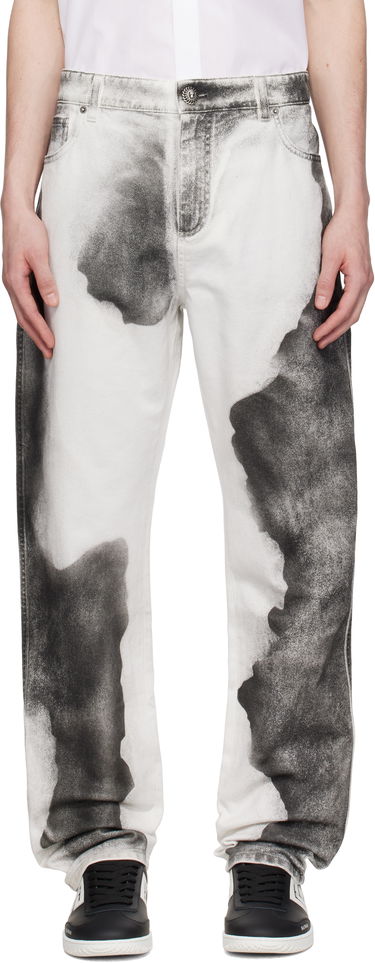 Džínsy Balmain Balmain Regular Fit Moon Print Jeans Biela | EH0MI043DE39, 0