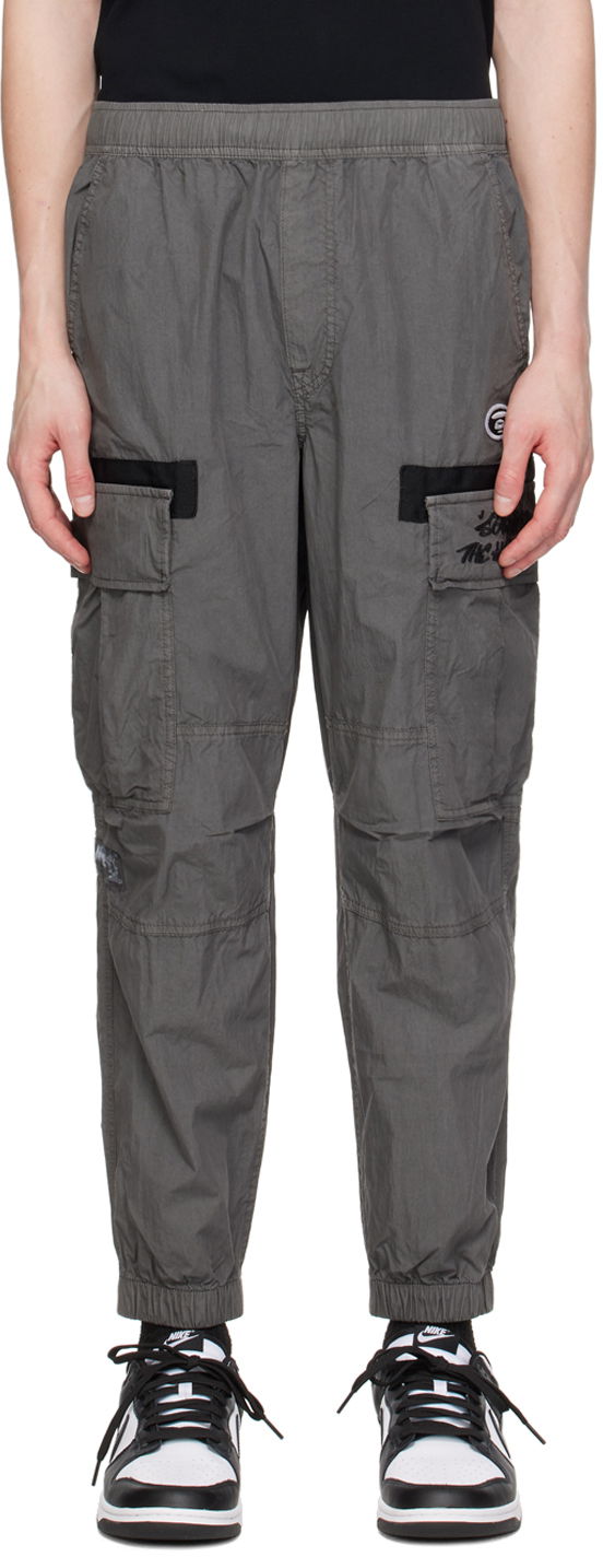 Cargo nohavice AAPE by A Bathing Ape AAPE by A Bathing Ape Embroidered Cargo Pants Šedá | AAPPTMA678XXMBKX, 0
