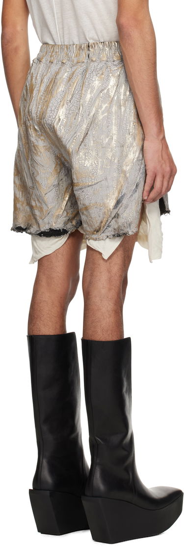 Šortky Rick Owens Rick Owens Hollywood Boxers Cracked Metallic Drawstring Shorts Metalická | RR01E5306 SGMC, 2