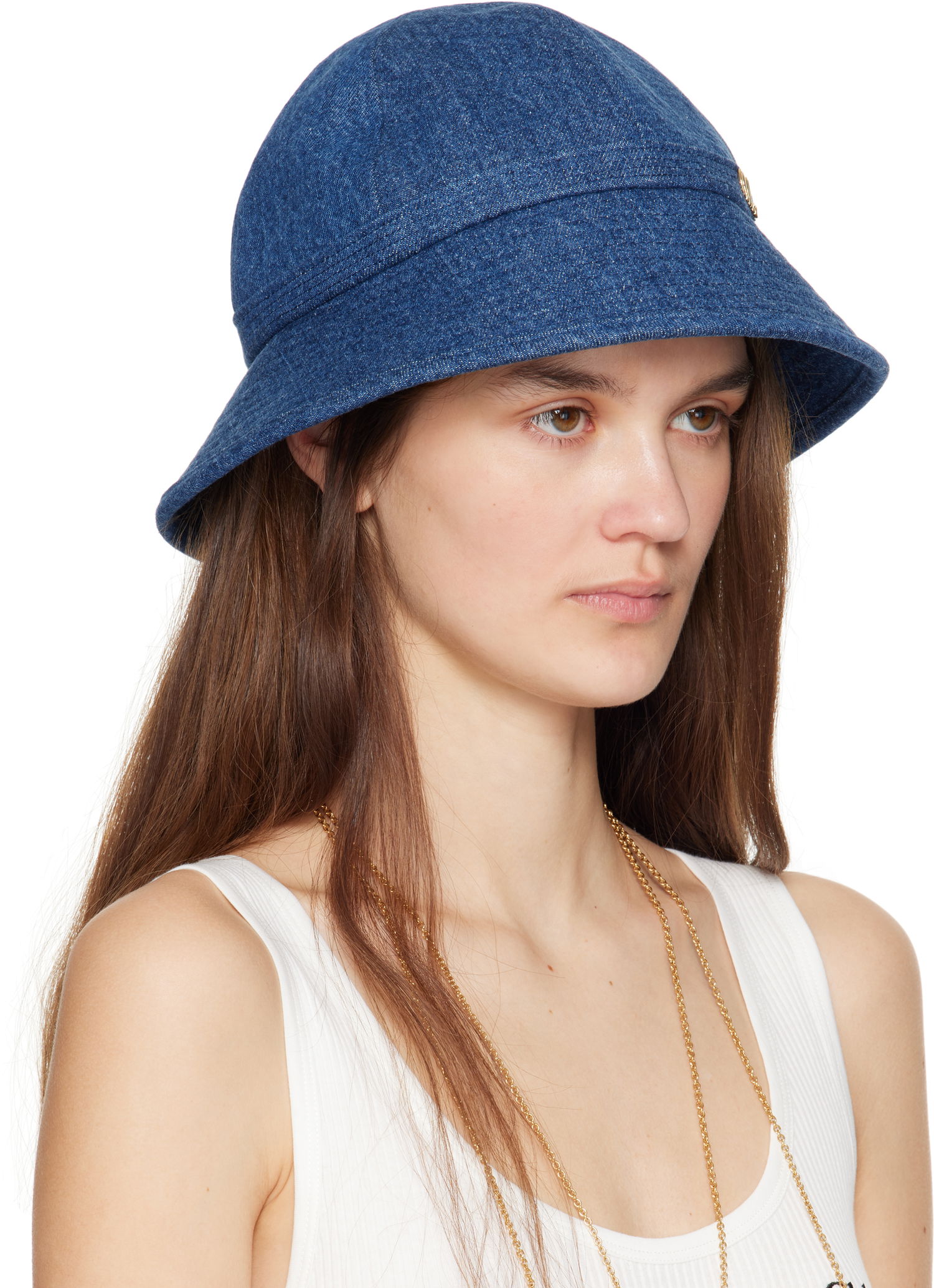 Klobúk CHLOÉ Chloé 'The Chloé' Iconic Denim Bucket Hat Modrá | CHC25SD020GDN, 1