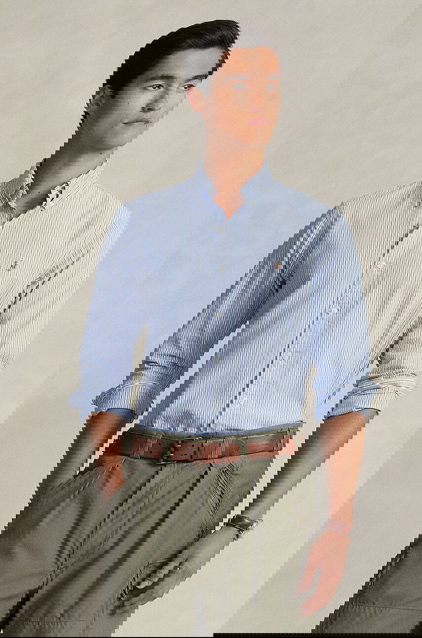 Košeľa Polo by Ralph Lauren Regular Fit Striped Cotton Button-Down Shirt Modrá | 710928918, 0