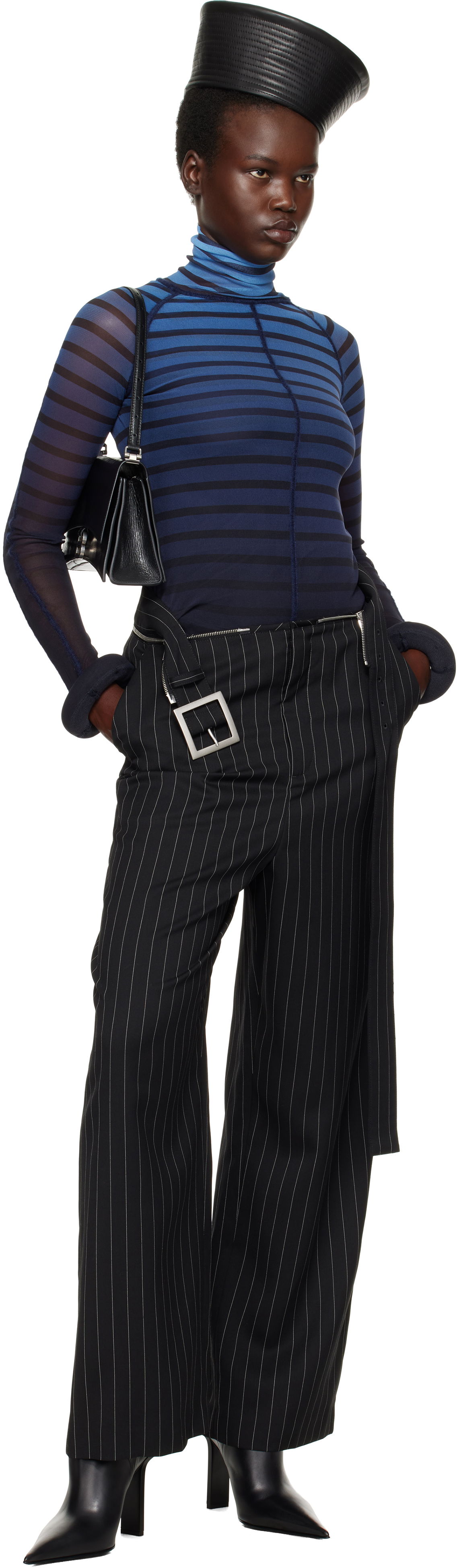 Jean Paul Gaultier Pinstripe Belted Suit Trousers