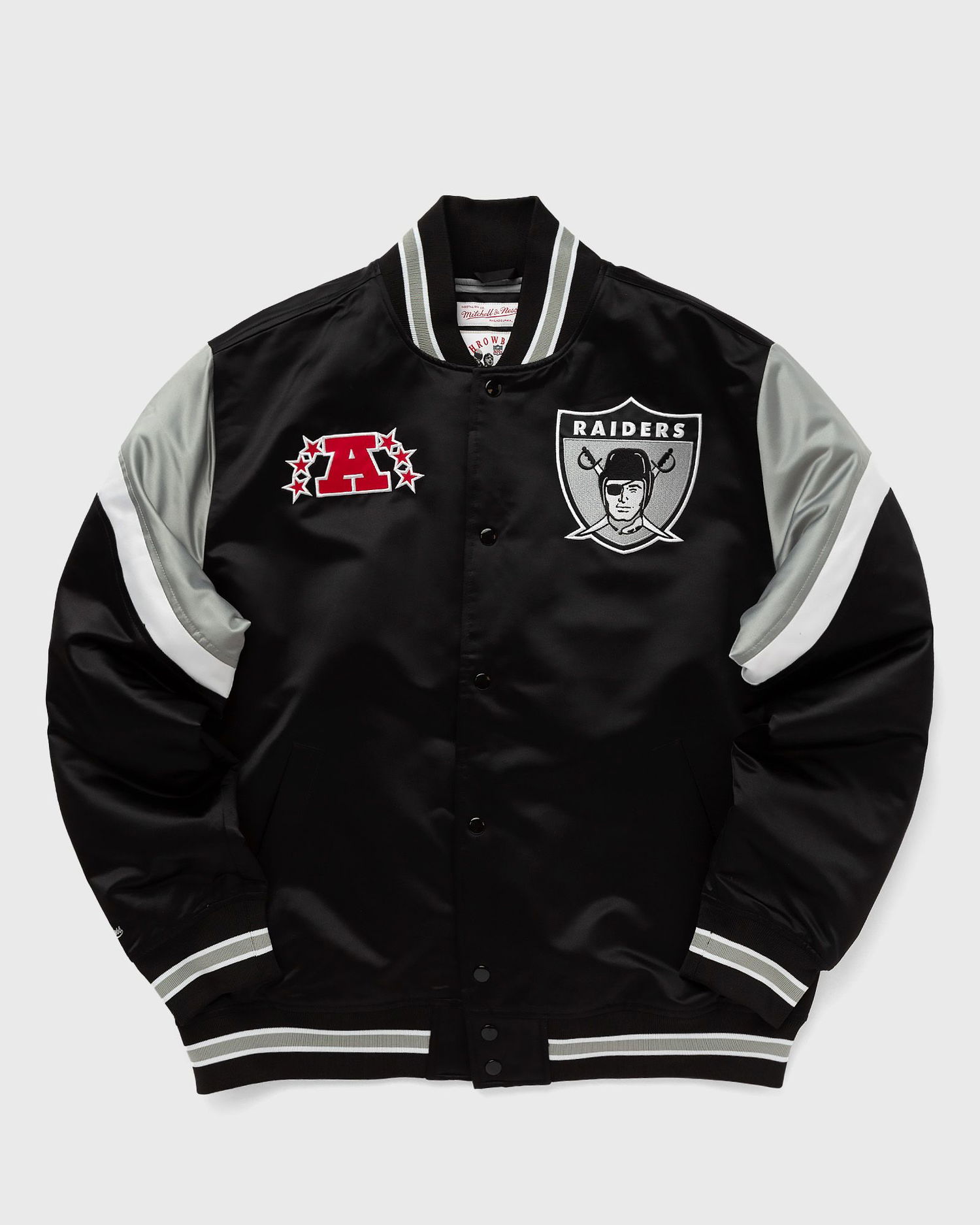 Bomber bunda Mitchell & Ness NFL HEAVYWEIGHT SATIN JACKET LAS VEGAS RAIDERS Čierna | OJBF5516-ORAYYPPPBLCK, 0