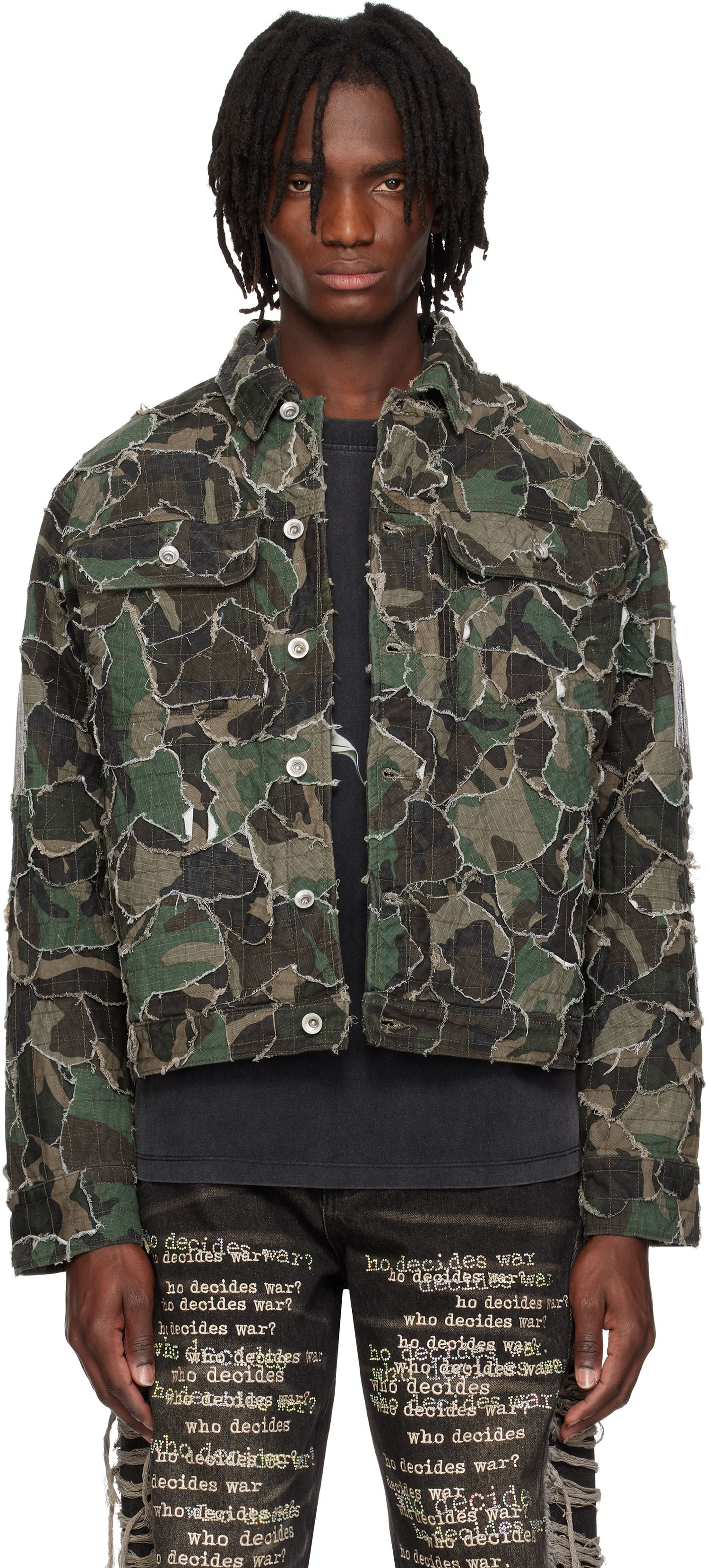 Bunda Who Decides War Who Decides War Camo Trucker Jacket Zelené | 1131230011SS25, 0