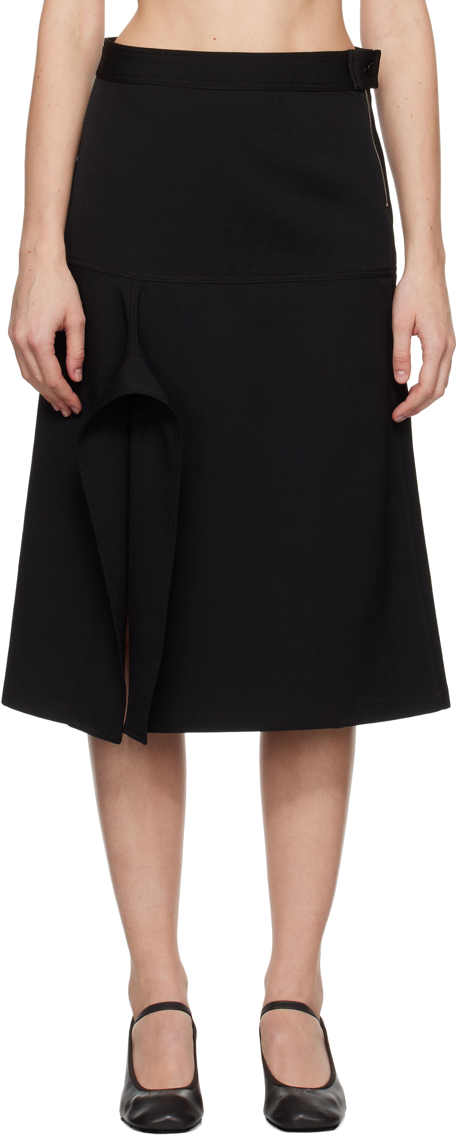 Sukňa LEMAIRE Lemaire Asymmetrical Wrapover Midi Skirt Čierna | SK1043 LF1317, 0
