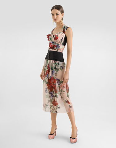 Tielko Dolce & Gabbana Dolce & Gabbana Marquisette and Chiffon Floral Print Corset Top Ružová | F7AX7TIS1Y7H25PR, 1