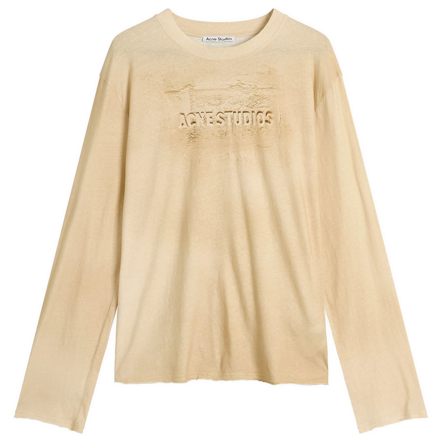 Tričko Acne Studios Men's Long Sleeve Faded Logo T-Shirt, Size Large Béžová | CL0361-AE0, 1