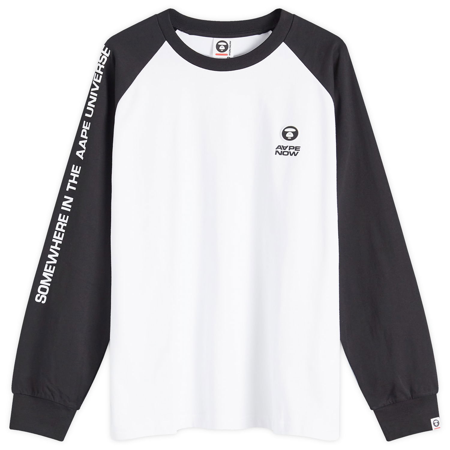 Tričko AAPE by A Bathing Ape AAPE Now Raglan Long Sleeve T-Shirt, Large Biela | AAPLTM1541XXNBKX, 0