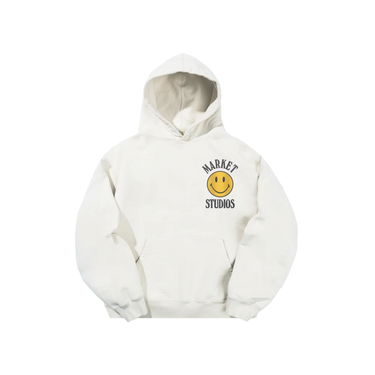 Mikina MARKET Market Smiley Upside Down Lock-up Hoodie Unbleached Cotton Biela | HD0386-COTTON, 0