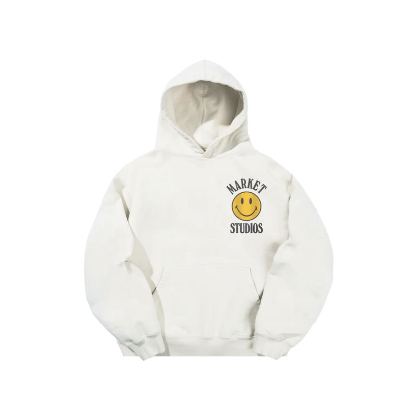 Mikina MARKET Market Smiley Upside Down Lock-up Hoodie Unbleached Cotton Biela | HD0386-COTTON