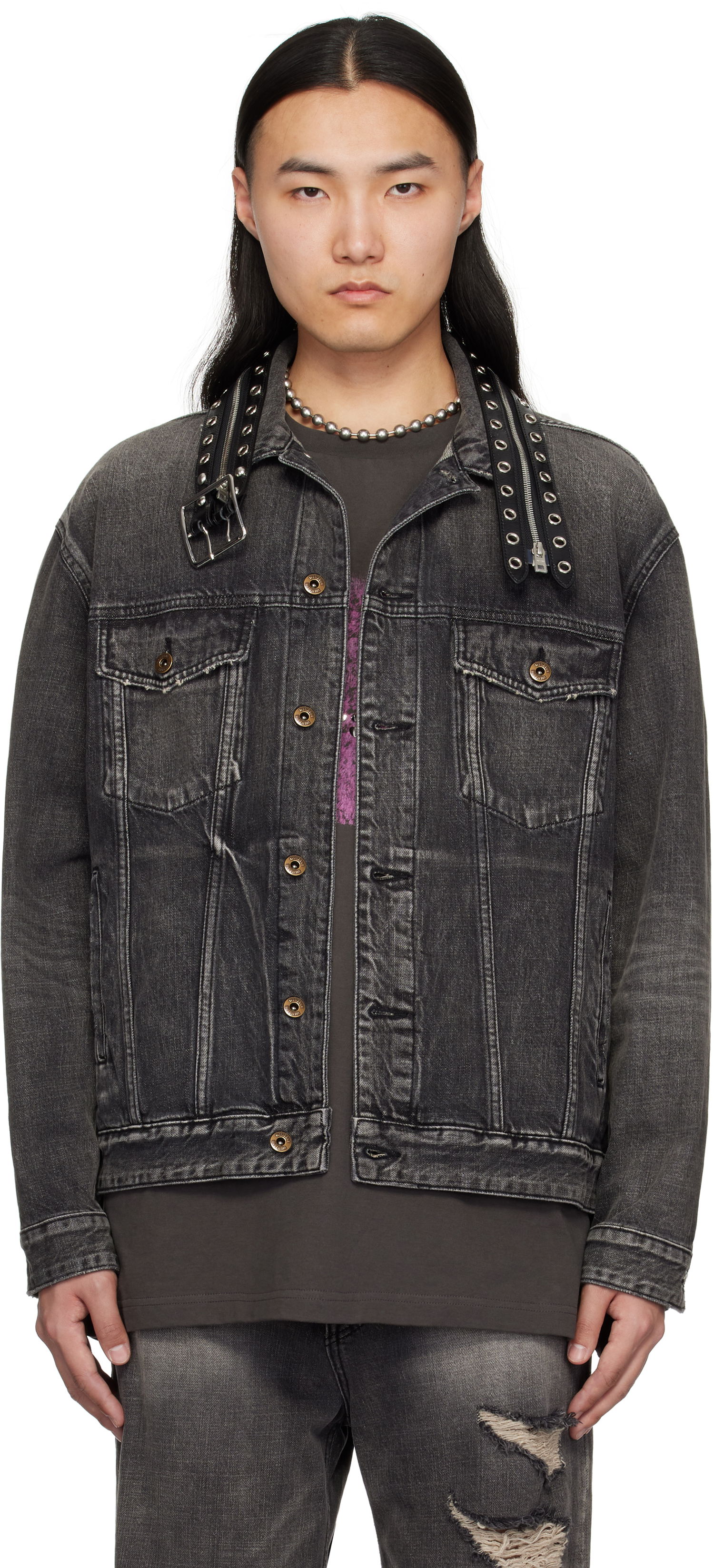 Bunda We11done We11done Belted Collar Denim Jacket Čierna | WD-DJ0-25-315-U-BK, 0