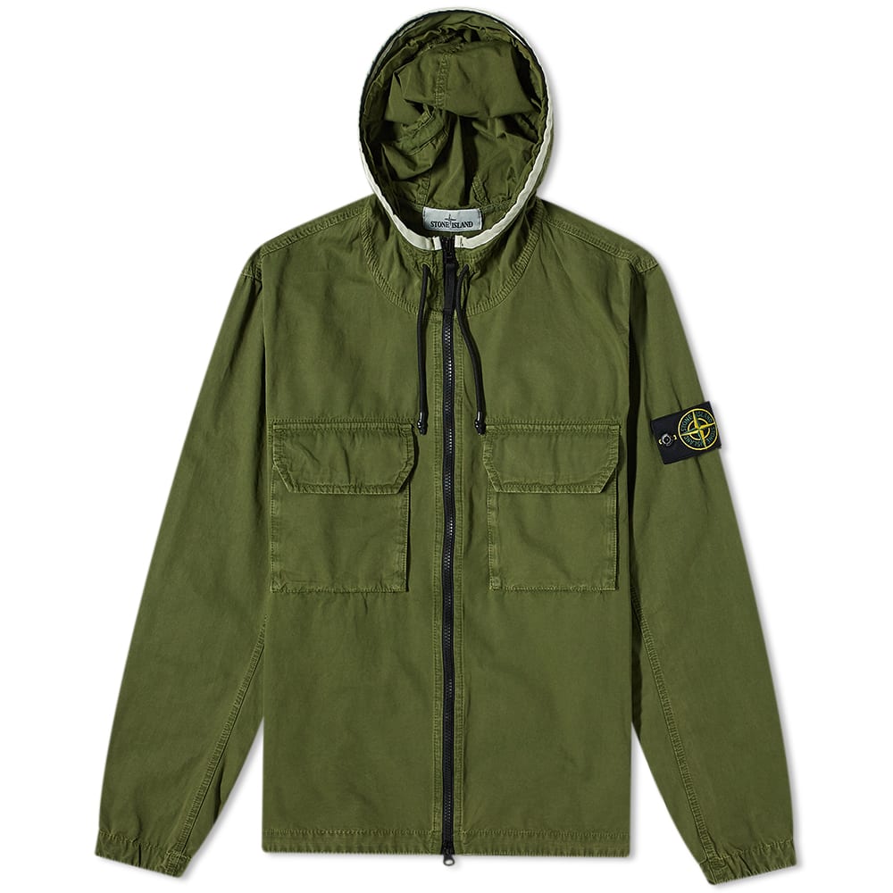 Bunda Stone Island Garment Dyed Hooded Shirt Jacket Zelené | 7615122WN-V0158, 0