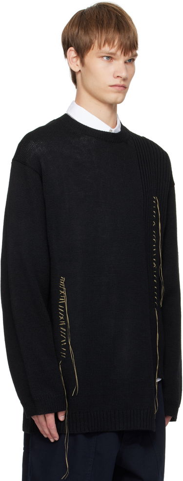 Sveter Yohji Yamamoto YOHJI YAMAMOTO Round Neck Stitch Detail Sweater Čierna | HL-K25-196, 1