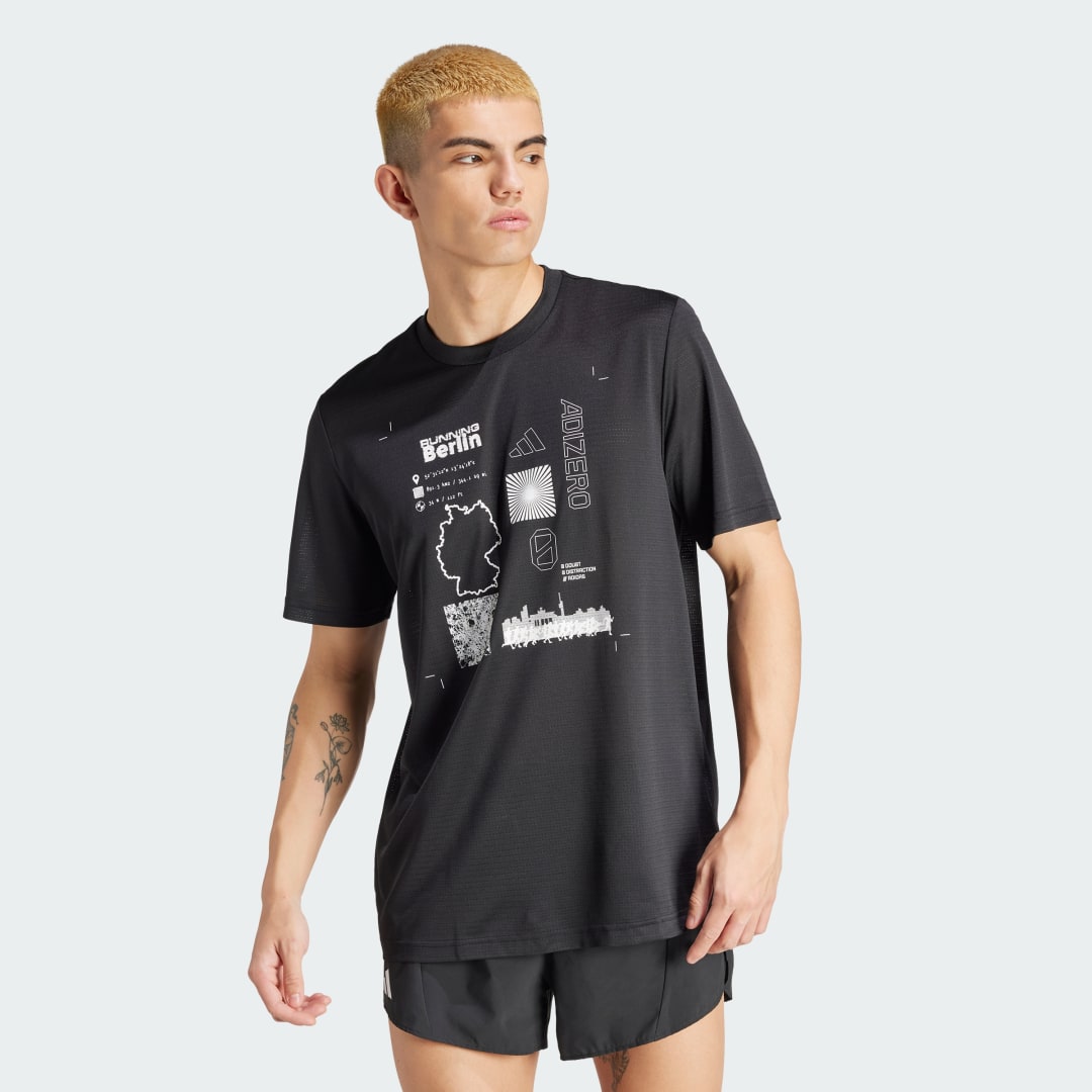 Tričko adidas Performance Running Adizero City Series Graphic Tee Čierna | IW5187, 1