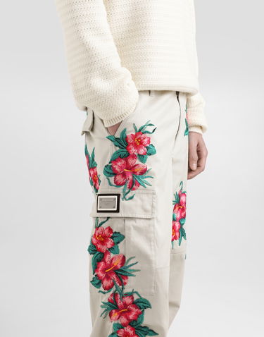 Cargo nohavice Dolce & Gabbana Dolce & Gabbana Cotton Cargo Pants with Floral Embroidery Biela | GP03LZFUFKYM2826, 3