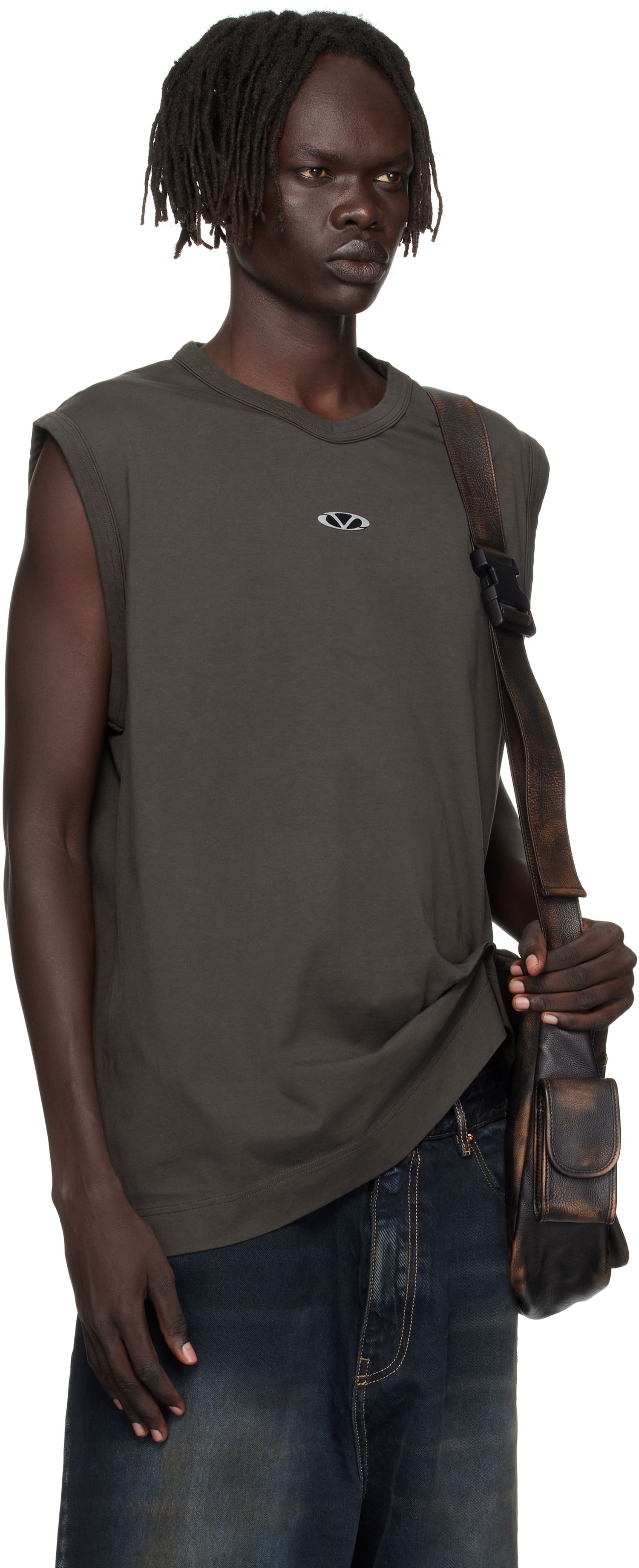 Tielko VETEMENTS Vetements Oval Logo Jersey Tank Top Šedá | UH76TR550C, 1