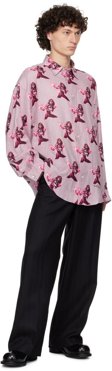 Košeľa Acne Studios Acne Studios Marvel Hero Print Linen Button-Down Shirt Ružová | BB0624-, 3