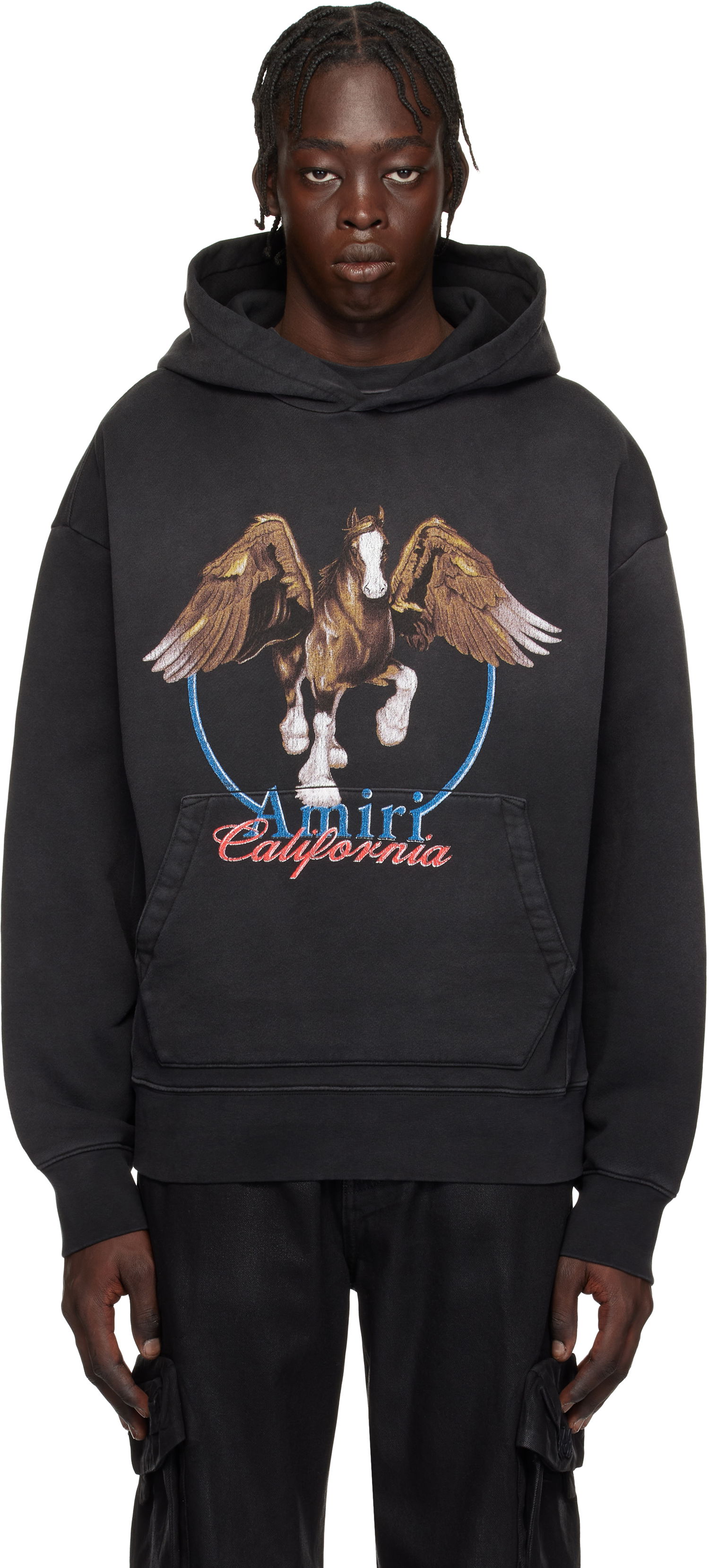 Mikina AMIRI Vintage Wash Pegasus Oversized Hoodie Čierna | AMJYHD1080, 0