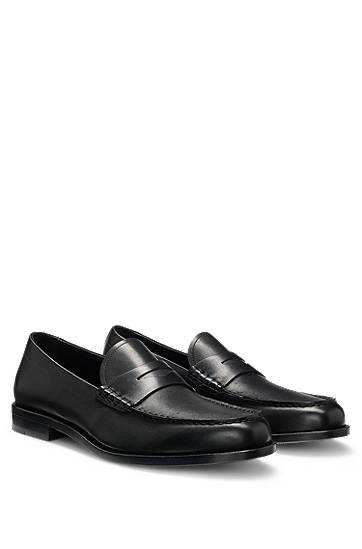 Tenisky a topánky BOSS Smooth Leather Penny Loafers Čierna | 50548278, 0