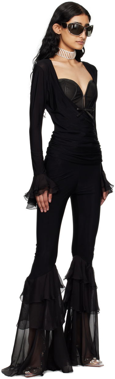 Body Blumarine Ruffle Long Sleeve Top Čierna | P444C053A, 3