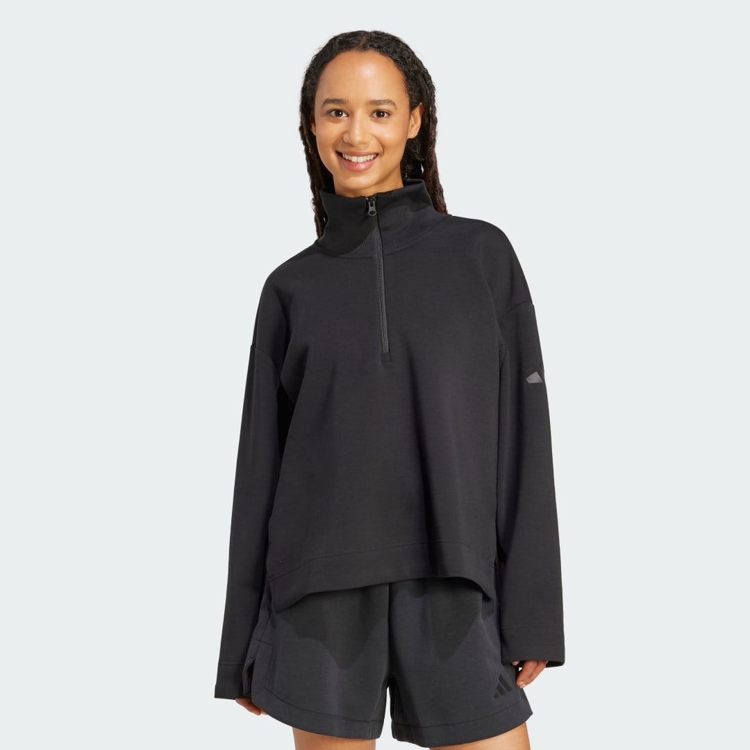 Mikina adidas Performance ALL SZN Soft Lux Quarter-Zip Sweatshirt Čierna | JM1659, 0