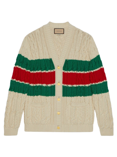 Sveter Gucci Cotton Web Cardigan Béžová | 756259 XKDCU 9314