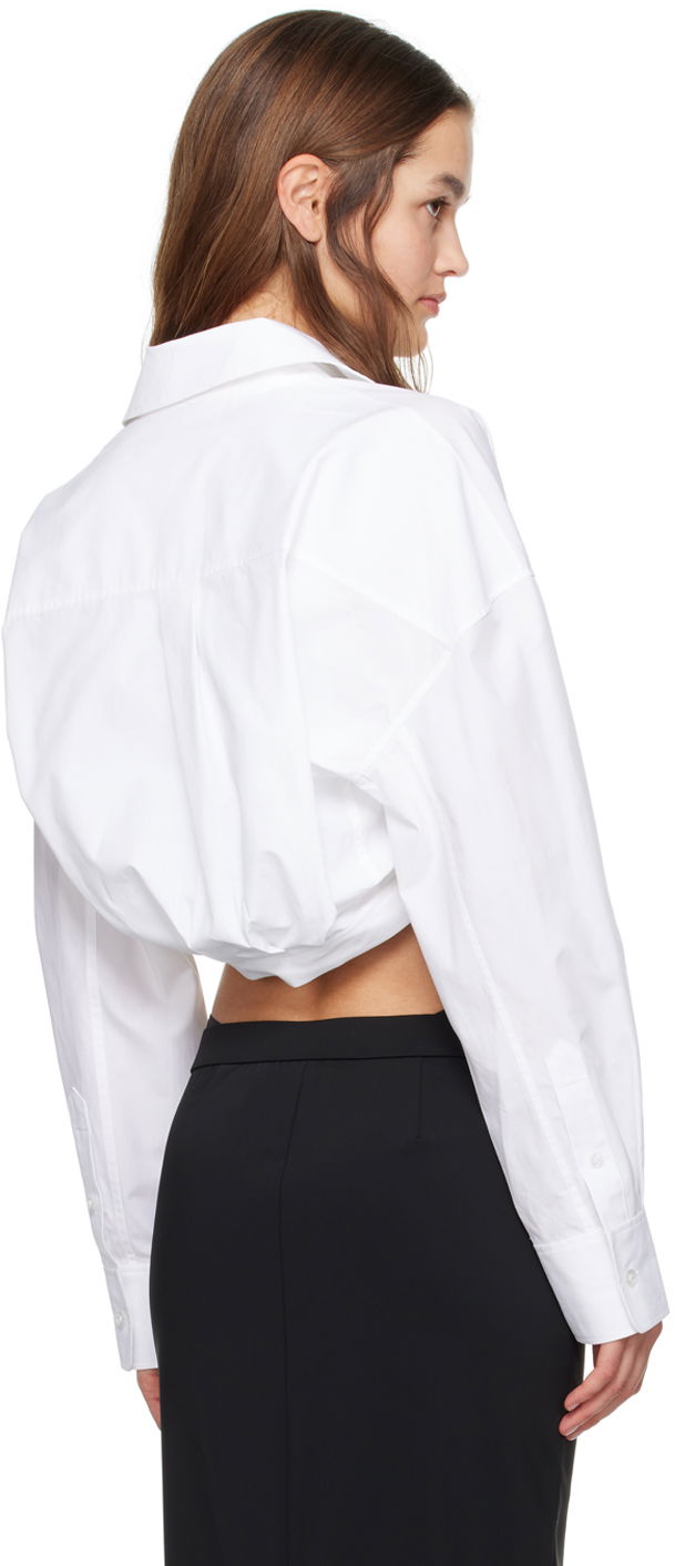 Layered Cropped Tie-Front Shirt