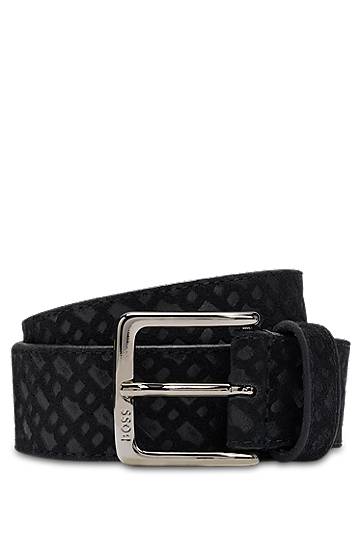 Opasok BOSS Suede Monogram Belt Čierna | 50542202, 0