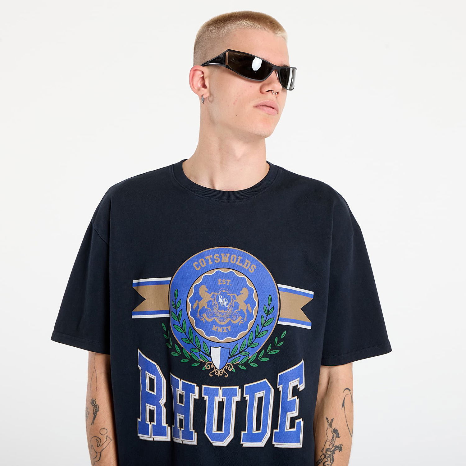 Tričko Rhude Rhude Cotswold Crest T-Shirt Čierna | RHPF25TT060120027, 1
