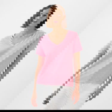 Tričko GAP V-Neck Tee Sugar Pink Ružová | 740140-67, 0