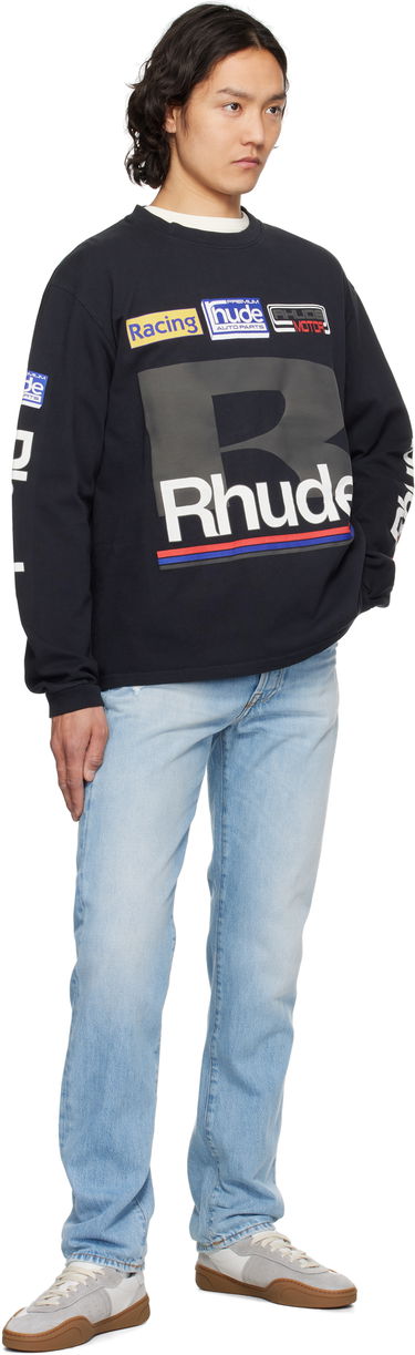 Sveter Rhude Rhude Petrol Patch Long Sleeve T-Shirt Čierna | RHSS25TT15012, 3