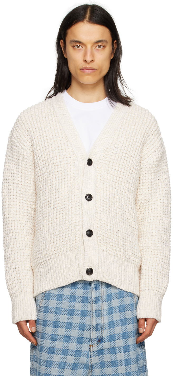 Sveter AMI Button Cardigan Biela | UKC061.KN0009, 0