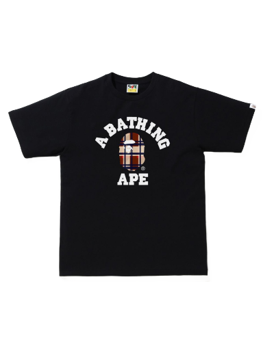 Tričko BAPE Check College Tee Čierna | 1J30-110-034