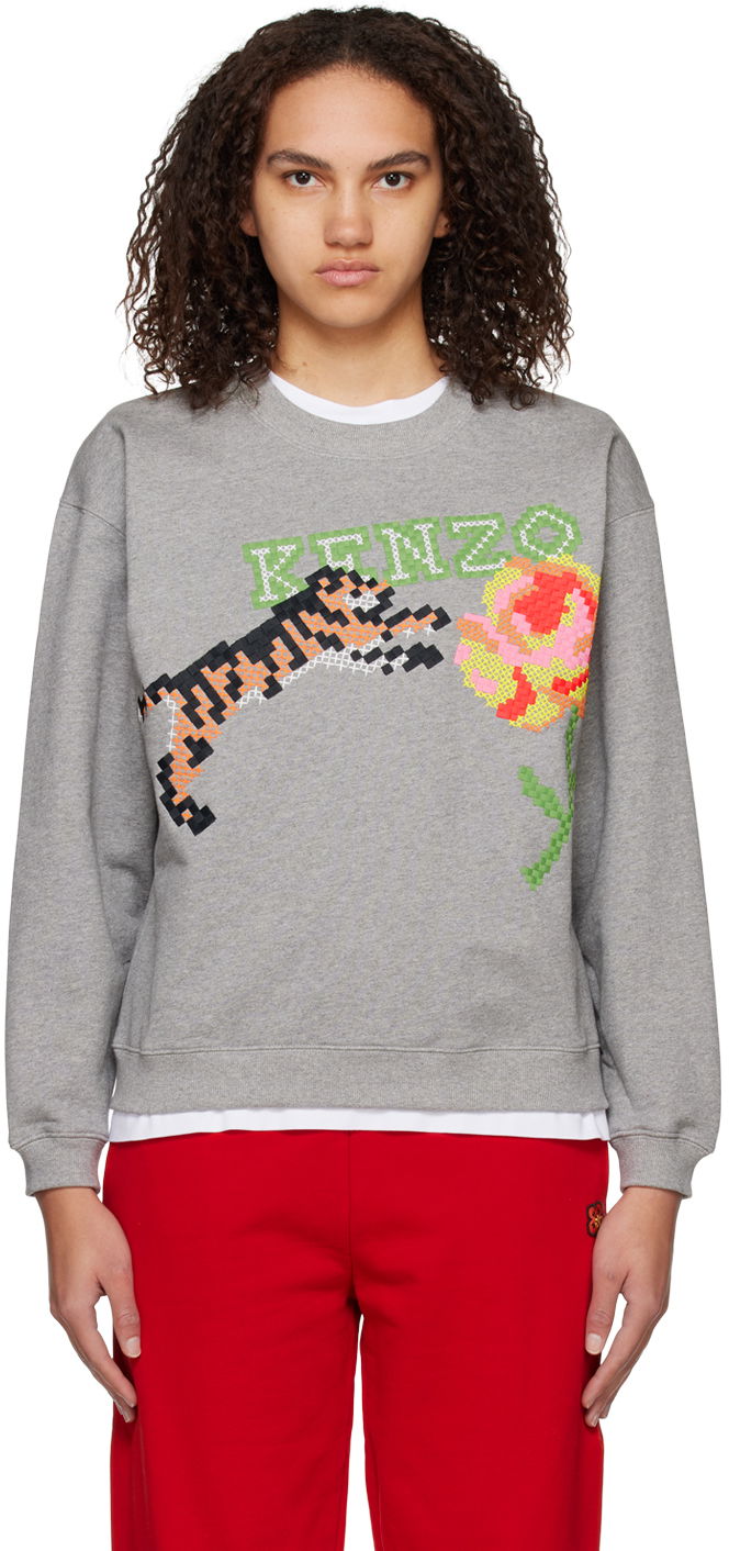 Mikina KENZO Paris Pixel Sweatshirt Šedá | FD52SW0024MC, 0