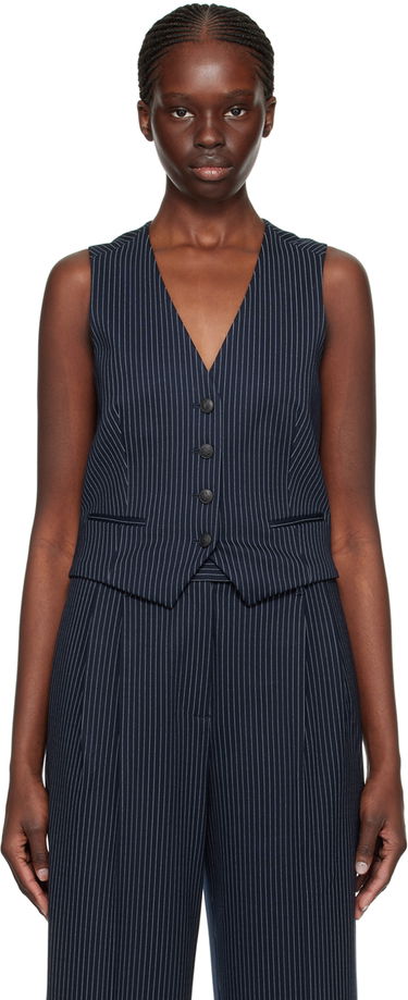 Vesta rag & bone Priya Pinstripe Vest Modrá | WAC23HT044LC44, 0