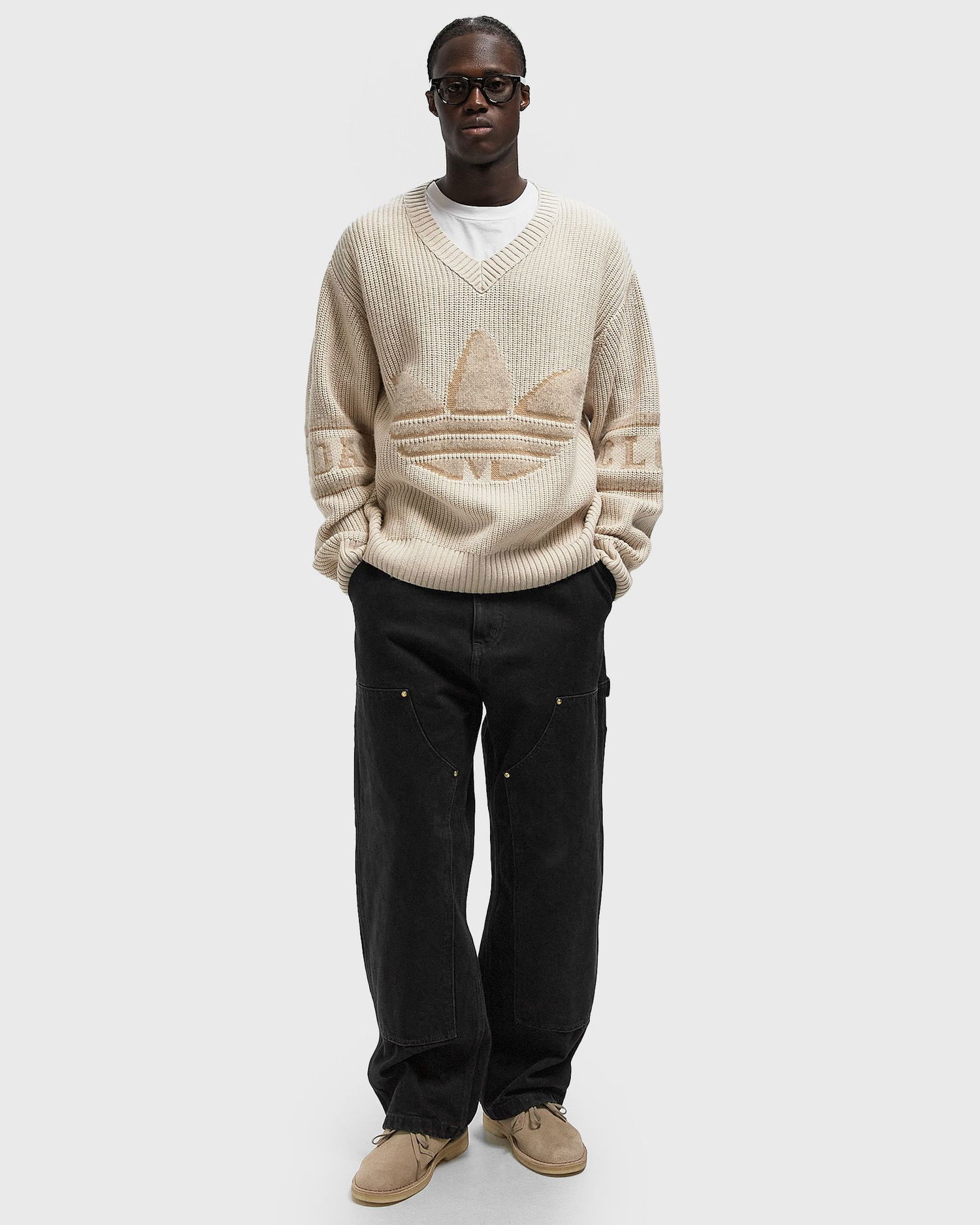 Sveter adidas Originals CLOT V-Neck Knit Sweater Béžová | IK2975, 1