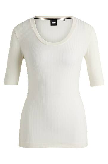Sveter BOSS BOSS Stretch Scoop-Neck Top Biela | 50518508, 0