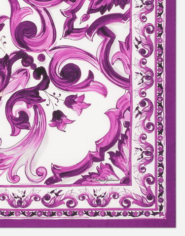 Šál Dolce & Gabbana Dolce & Gabbana Majolica-Print Silk Twill Square Scarf Fialová | FN093RGDAOYHP3OO, 1